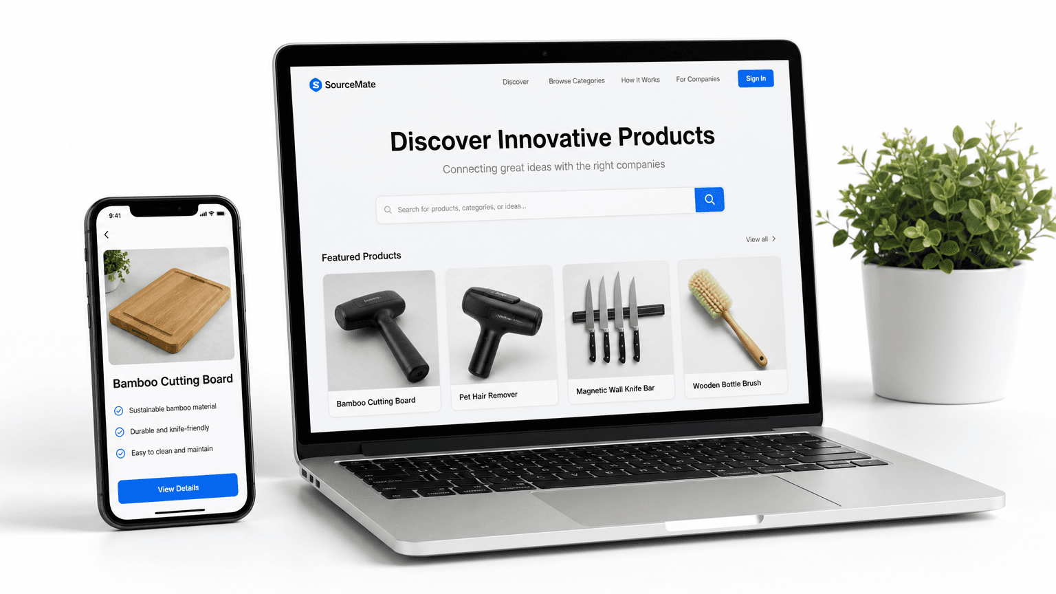 Gateway Match shown on a laptop and phone — discover innovative products.